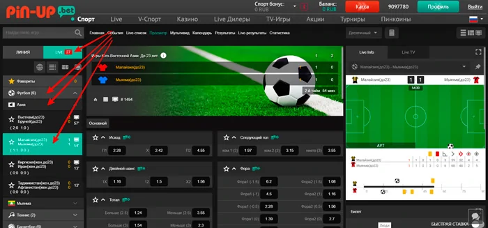 Пин Ап ставка LIVE