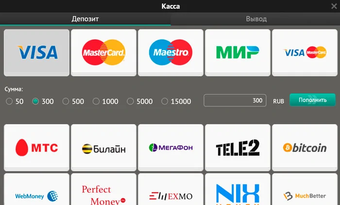 Пополнение счета